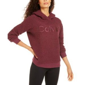 CALVIN KLEIN LOGO SHERPA  HOODIE